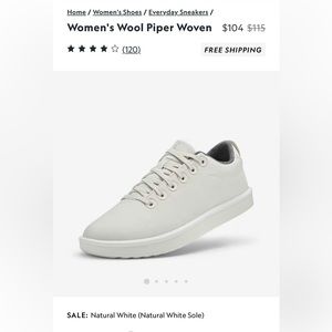Allbird women’s wool piper woven sneaker in natural white